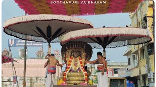 SRI RAMANUJAR UTSAVAM DAY 8 MORNING SHESHA VAGANAM PURAPADU AND THIRUMBUKAAL