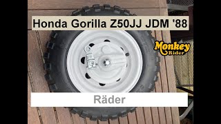 Honda Monkey Z50JJ 1988 Gorilla White Special #13 Felgen pulvern und Reifen aufziehen