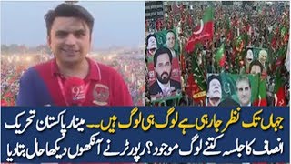 Reporter Telling About The Crowd In PTI Jalsa | PTI Minar e Pakistan Jalsa 29 April 2018