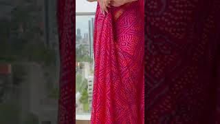 Bandhani saree look for festive season 💟💕।।#shorts #youtubeshorts #bandhanisaree