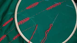 নকশীকাঁথা সেলাই।। (খেজুর পাতার ডিজাইন) How to make design nakshi kantha।।