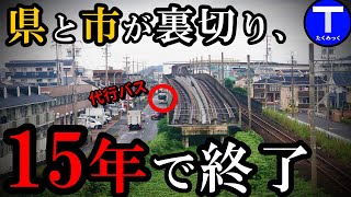 あの県と市の失策により、15年で鉄道廃止