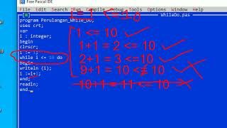 Penggunaan Perulangan While Do Pada Turbo Pascal || Looping While Do Turbo Pascal