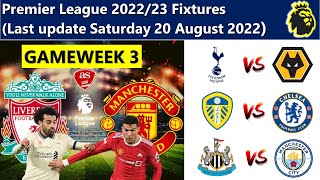 EPL Tables 22/23 Today - Last  update 21 August 2022