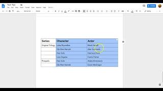 Resizing Table Columns or Rows in Google Docs