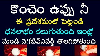 కొంచెం ఉప్పు నీ ఈ ప్రదేశములో పెట్టండి ధనలాభం కలుగుతుంది ఇంట్లో నుండి నెగటివ్ ఎనర్జీ తొలగిపోతుంది