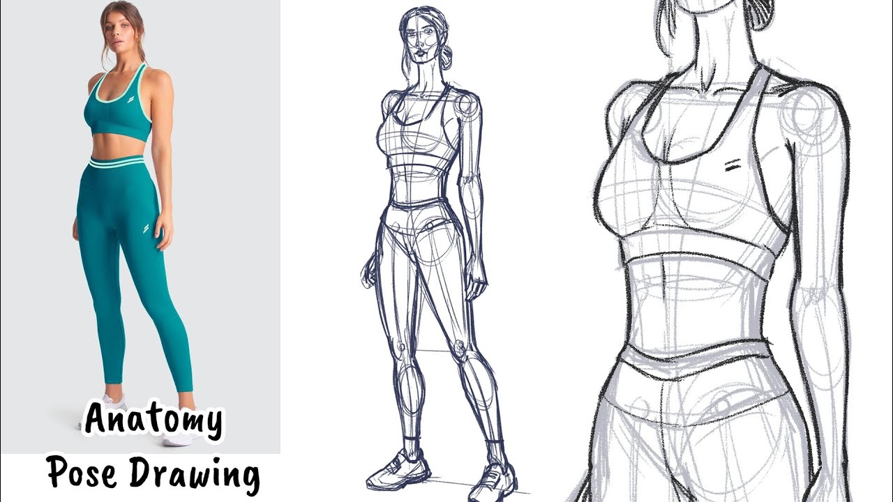 Female Standing Pose Drawing - YouTube