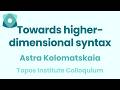 Astra Kolomatskaia: Towards higher-dimensional syntax