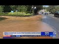 Broken water main flood street in Brentwood