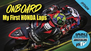 ONBOARD First Honda Laps \u0026 First impressions  | Road bike to Race bike