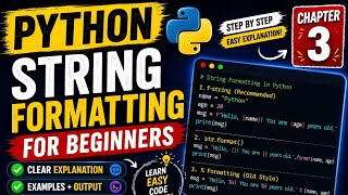 Python String Formatting Tutorial 🔥 | Chapter 3 Hindi | f-string, format(), % formatting #python