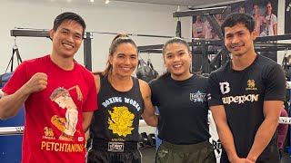 Superbon sparring Janet Todd and Jackie Buntan in seminar in LA