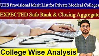 UHS Provisional Merit List 2024-25 | Safe Rank \u0026 Closing Aggregate for Private Medical Colleges