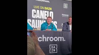 Demetrius Andrade confronts and challenges Canelo at post fight conference of canelosaunders