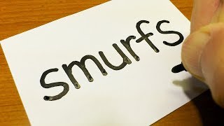 How to draw SMURFS using how to turn words into a cartoon - doodle art