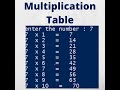 how to create multiplication table using python || python basics project for beginners