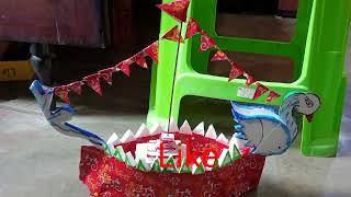 Thermocol boat/ kartika masa danga decoration./ simple And beautiful thermocol boat.tiki decoration.