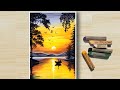 ❤️ Easy Way To Draw SUNSET Scenery (step by step) / Soft Pastel Drawing