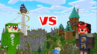 頑張って作った塔 vs 魔法のツリーハウス！攻城戦ベッドウォーズ