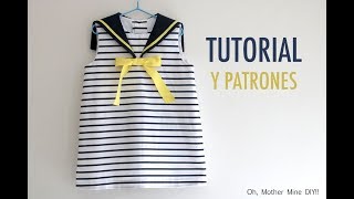 Patrones vestido marinero para niñas (gratis hasta talla 7 años)