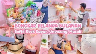 BONGKAR BELANJA BULANAN | Reffil Stok Dapur | Unboxing Kipas | Masak Simpel Untuk Makan Malam