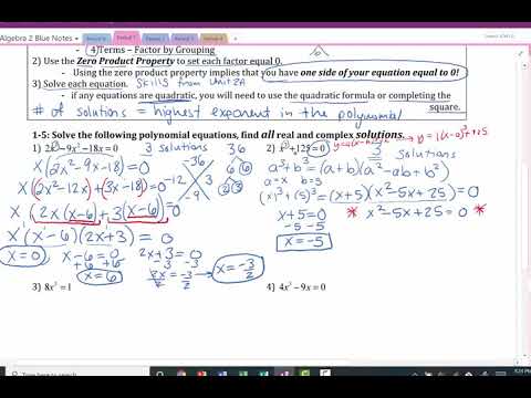 Algebra 2 Unit 2B Skill 3 Notes: Solving Polynomial Equations - YouTube