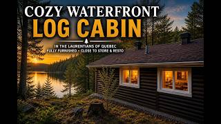 Cozy Waterfront Log Cabin in Quebec’s Laurentians 😳 Fully Furnished Escape!