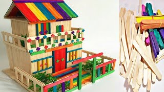 How to Make Modern Popsicle Sticks House - Building/DIY very beautiful icecream stick house