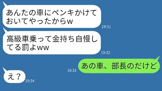 金持ちが嫌いなDQNママ友が勝手に駐車場に入って、「お前の高級車にペンキを塗ってやったw」と言った→それが会社の上司の車だと知った時の彼女の反応が面白いw