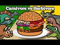 Carnivore vs Herbivore Dinosaurs | Dinosaur Food Matching Game with Hamburger Ingredients