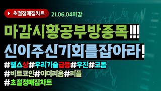 2021년6월4일마감  시황및 공부방 종목/신의 주신 기회를 잡아라!#우리기술 급등#웹스 상코콤 우진/ 초절정매집차트#비트코인 대박 #리플 #이더리움