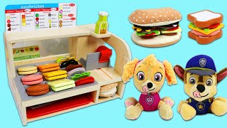 Paw Patrol Pups Huge Meal Time at DIY Sandwich Maker Toy Shop with Chase, Skye, Rubble, & More!