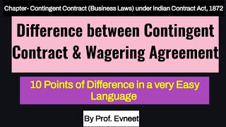 Difference between Contingent Contract & Wagering Agreement|Contingent vs Wagering Agreement