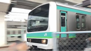 JR常磐線E231系0番台マト133編成＋マト112編成1671H快速取手行き　北千住一丁目踏切通過