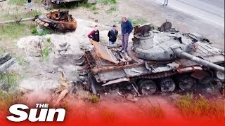 Region of intense conflict near Kyiv turned into tank cemetery