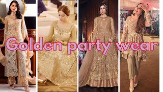 Golden party wear dresses | golden dresses 2022 | golden dress pakistani