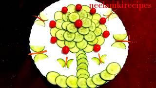 Cucumber tree salad decoration ideas for school Students/🍅241🍅/ neelamkirecipes