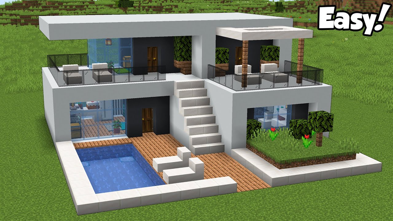 Minecraft: How To Build A Modern House Tutorial (Easy) #38 +Interior ...