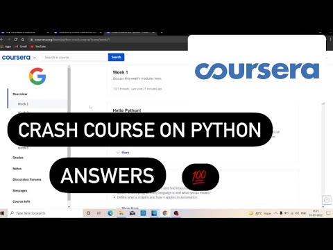 Coursera Crash Course On Python Answers Week 1 To Week 6 Youtube
