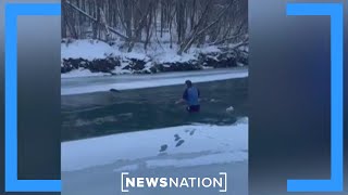 Man rescues dog from frigid Vermont river | Morning in America