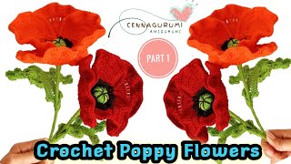 🛑 How to Crochet  Poppy Flowers Super Easy ‼️ Crochet Flower ||  Crochet Poppy  Flowers Tutorial P1