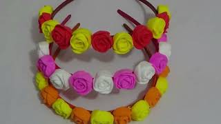 Very beautiful hair band || Clay flower decoration on ordinary plastic band after coloring