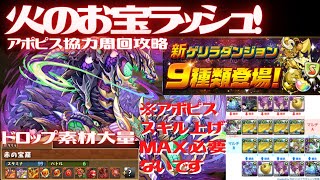 火のお宝ラッシュ！暗影蛇アポピス協力楽々周回！【パズドラ赤の宝窟】