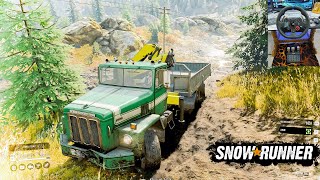 SnowRunner - Pulling Multiple Rocket Loaded Trailer With Azov 5000 | Logitech G29 Gameplay | #738