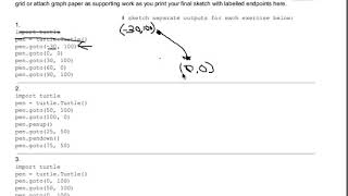 Python Tracing Turtle Graphics Worksheet 3