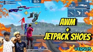 FREE FIRE || ONLY AWM + JETPACK SHOES IN CLASH SQUAD CHALLENGE || CRAZY MODE LIVE REACTION||. TSG