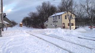 2 trains hit a HUGE snow pile!!!