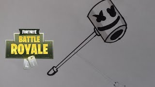 tuto comment dessiner la pioche marshmello de fortnite - pioche de fortnite dessin