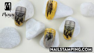 Layered stamping nail art with masking sticker (nailstamping.com)