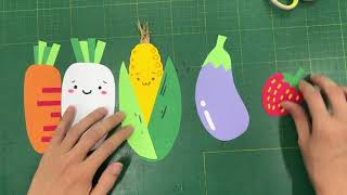 10分鐘完成5種基本農作物 教室布置美勞課How to Teach Children to Make Vegetable and Fruit Paper Crafts